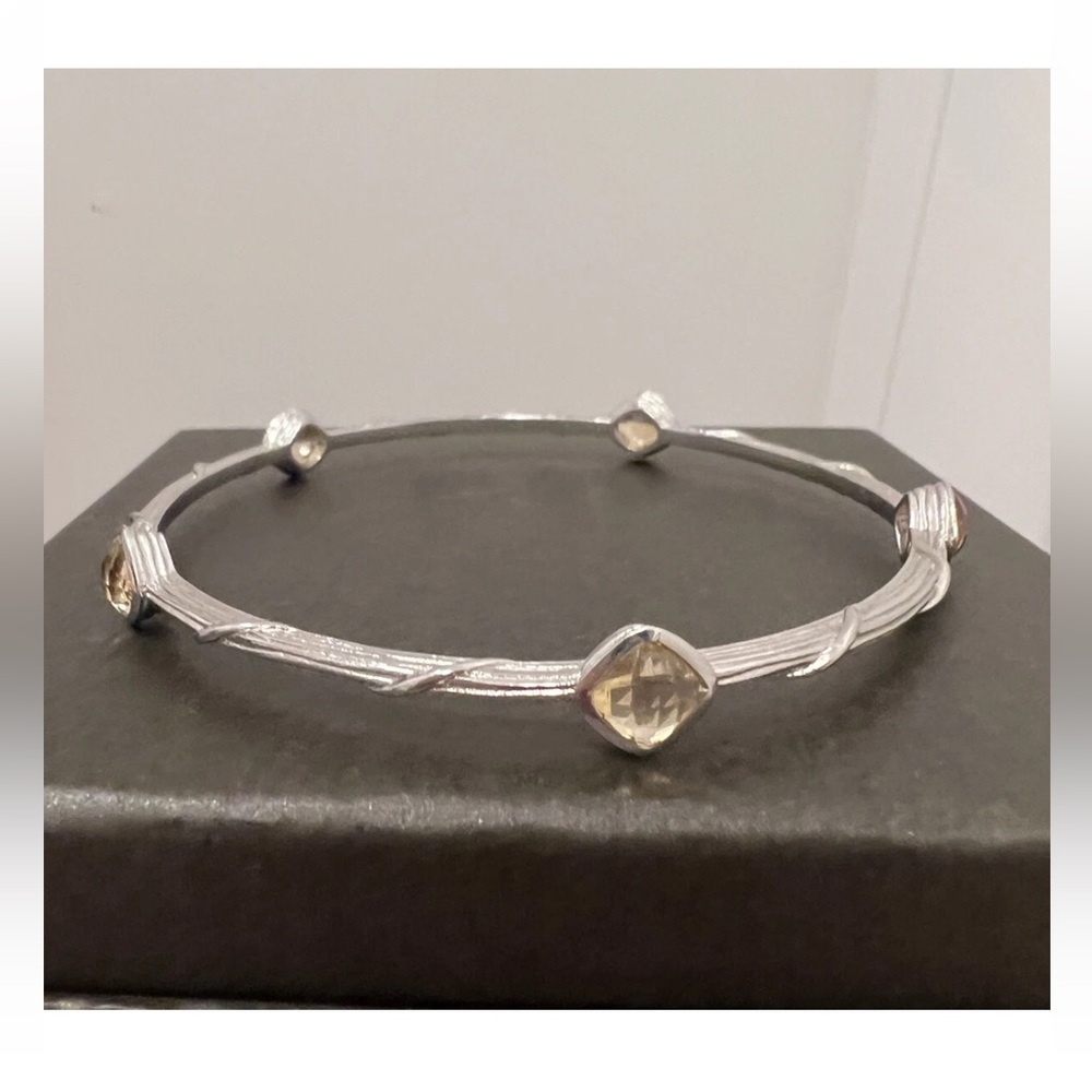 ariva fine jewelry sterling Silver citrine Bangle Bracelet 2.75 diameter RARE